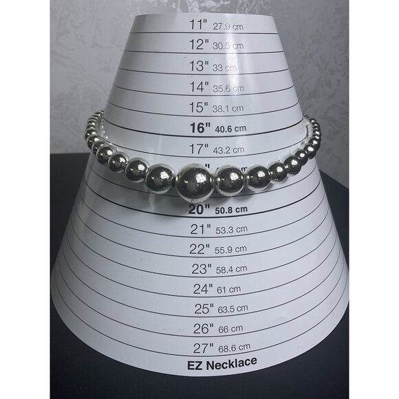 Vintage Silver Tone Beaded Necklace Statement Jewelry - Picture 2 of 4